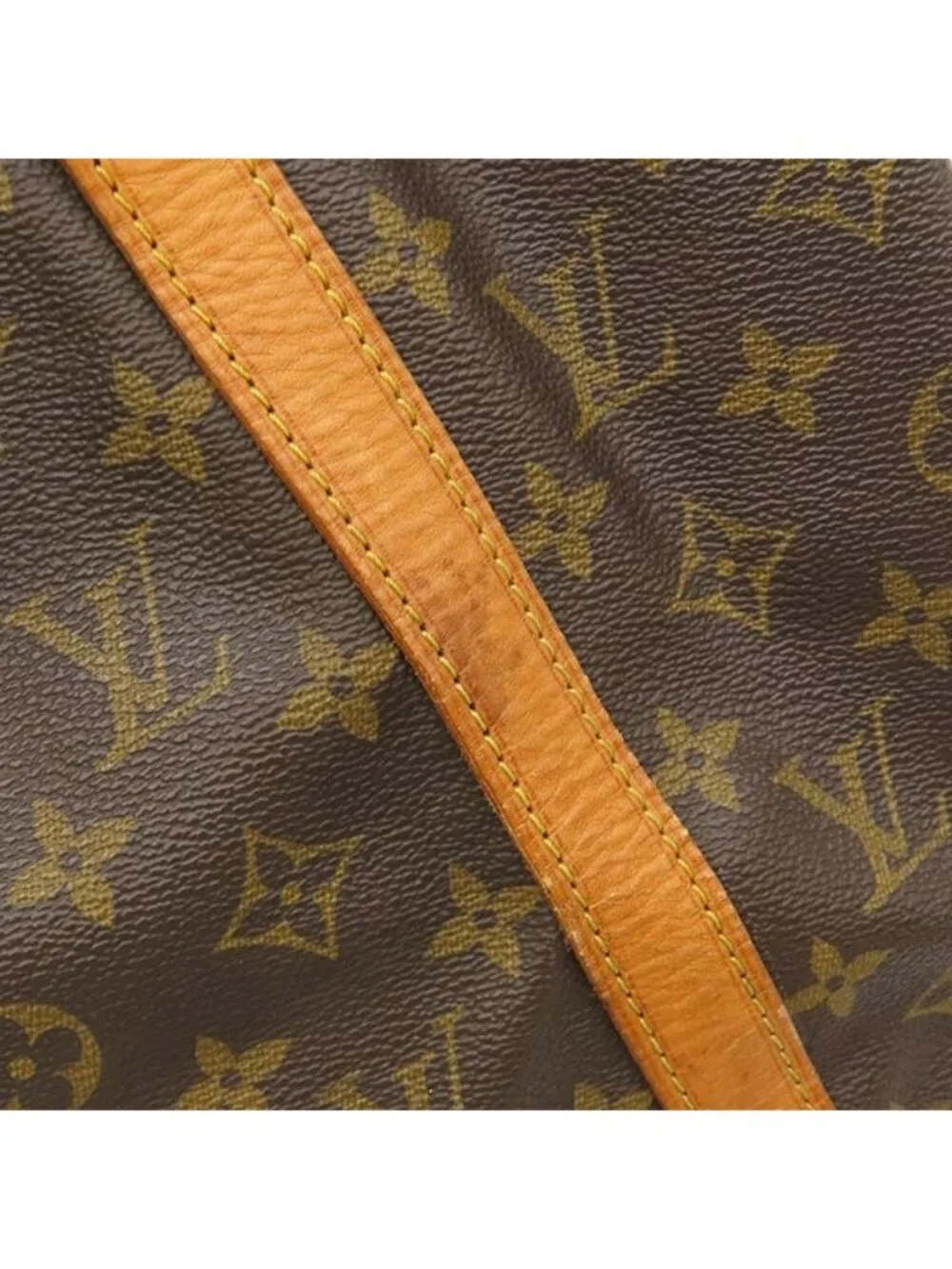 Louis Vuitton Shoulder Bag Petit Noe Monogram Canvas Gold Brown Drawstring